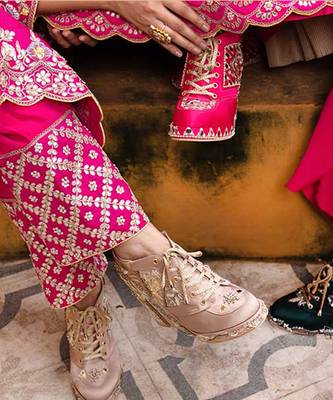 Blush pink hand embroidery wedges 3