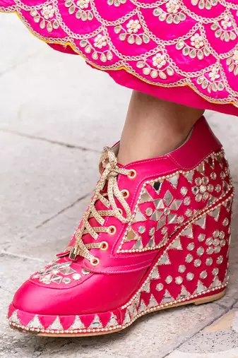 Pink hand embroidery wedges