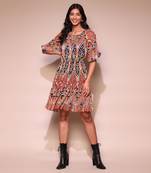 LABEL Brown printed short dress