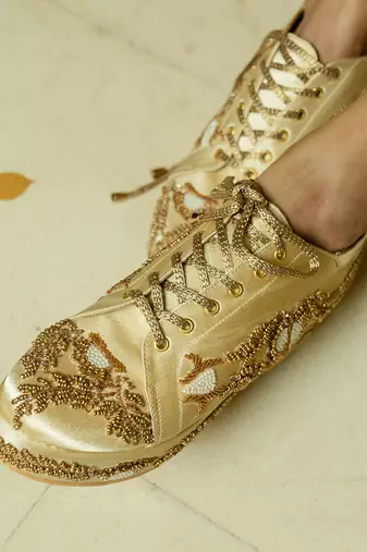 Gold hand embroidery wedges