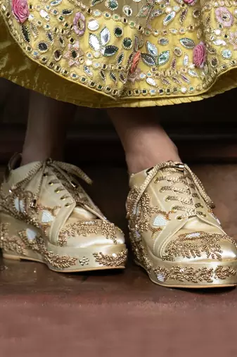 Gold hand embroidery wedges