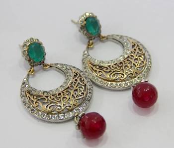 Red N Green Stone Chand Bali 1