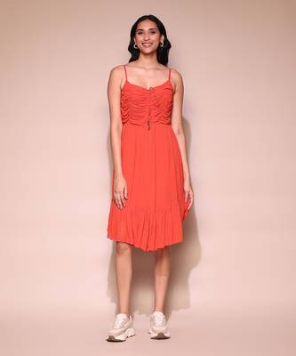 Orange strappy short dress by LABEL 1