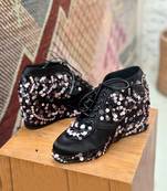 Blush pink hand embroidery shoe