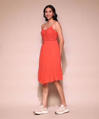 Orange strappy short dress by LABEL 2