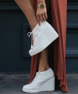 White hand made wedges 1