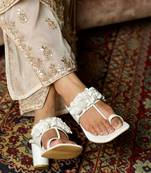 White hand embroidery heels