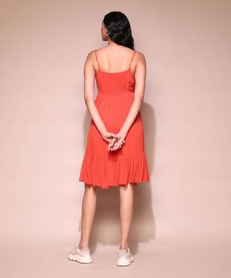 Orange strappy short dress by LABEL 4