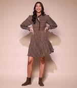 Brown polka short dress by LABEL