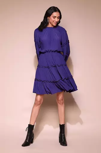 Purple tiered short dress by LABEL