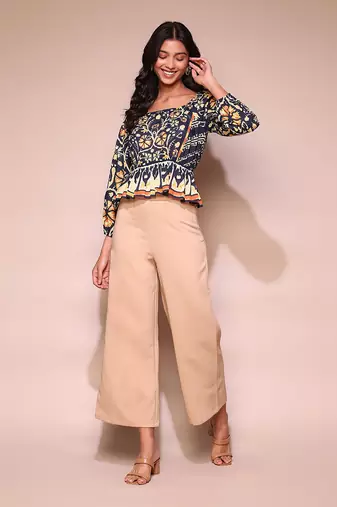 LABEL Navy printed crop top