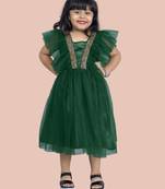 Shrithi fashion fab girls fit & flare fancy zari net dress