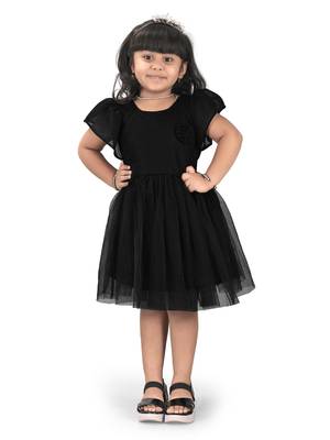 fit & flare fancy zari net dress For Girls 1