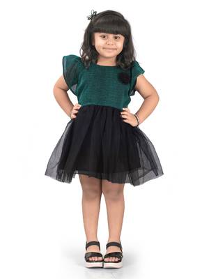 fit & flare fancy zari net dress For Girls 1