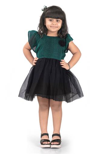 Shrithi fashion fab girls fit & flare fancy zari net dress