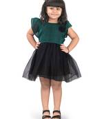 fit & flare fancy zari net dress For Girls