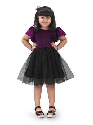 fit & flare fancy zari net dress For Girls 1