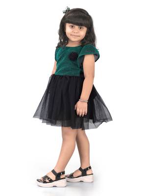 fit & flare fancy zari net dress For Girls 2