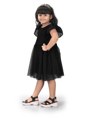 fit & flare fancy zari net dress For Girls 2