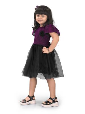 fit & flare fancy zari net dress For Girls 2
