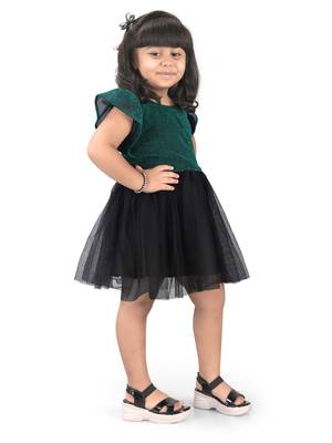 fit & flare fancy zari net dress For Girls 3