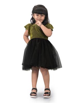 fit & flare fancy zari net dress For Girls 1