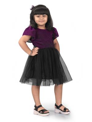 fit & flare fancy zari net dress For Girls 3