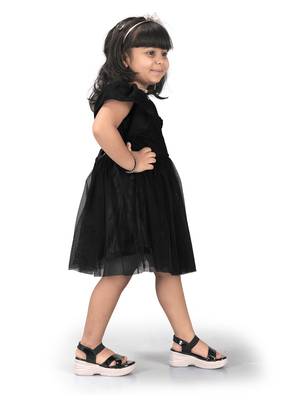 fit & flare fancy zari net dress For Girls 3