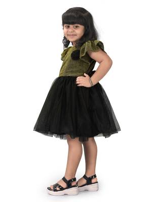 fit & flare fancy zari net dress For Girls 2