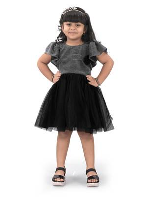 fit & flare fancy zari net dress For Girls 1