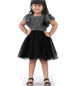 fit & flare fancy zari net dress For Girls