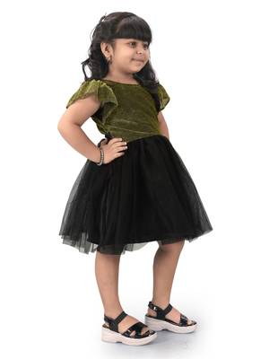 fit & flare fancy zari net dress For Girls 3
