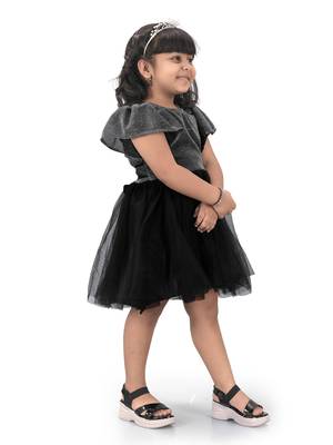 fit & flare fancy zari net dress For Girls 3
