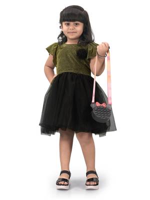 fit & flare fancy zari net dress For Girls 5