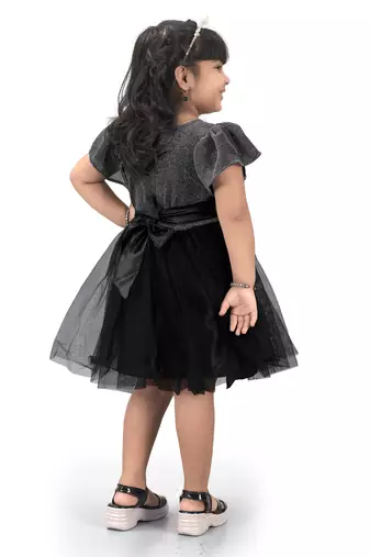 fit & flare fancy zari net dress For Girls