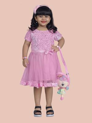 fit & flare velvet & net dress For girls 1