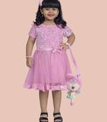 fit & flare velvet & net dress For girls