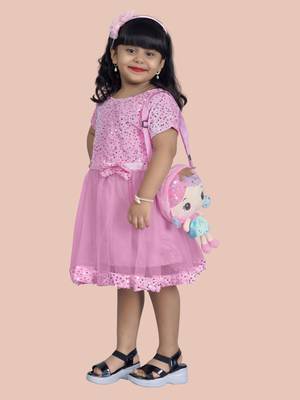 fit & flare velvet & net dress For girls 2