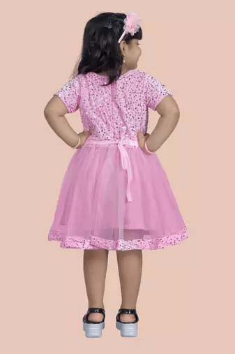 fit & flare velvet & net dress For girls