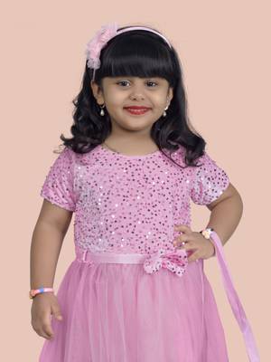 fit & flare velvet & net dress For girls 5