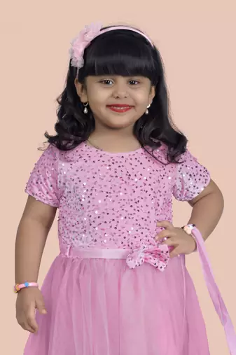 fit & flare velvet & net dress For girls