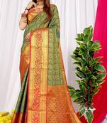 GREEN  BANARASI BEAUTIFUL  SAREE