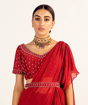 Red Zeenat Blouse 1