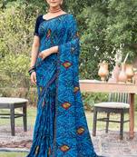 Blue Festive Printed Ethnic Casual Saree
