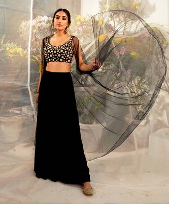 Black flared pant cape set 1