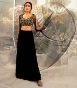 Black flared pant cape set