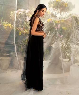 Black flared pant cape set 2