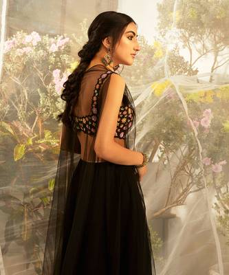 Black flared pant cape set 3