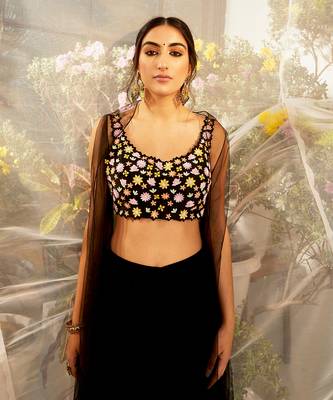 Black flared pant cape set 4