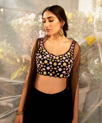 Black flared pant cape set 5